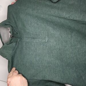 NWOT Land's End forest Green long sleeve zipper pull over. As Is